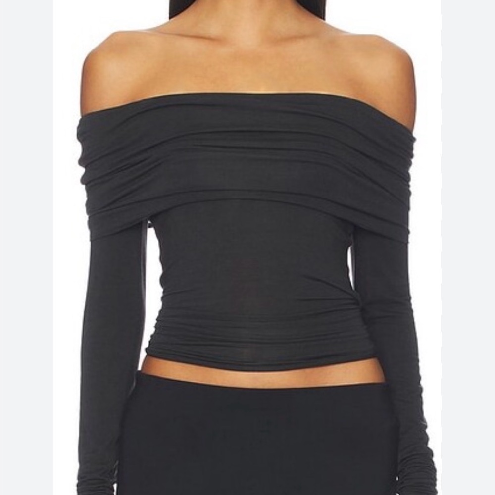 SKIMS Black  sheer Off-Shoulder top M